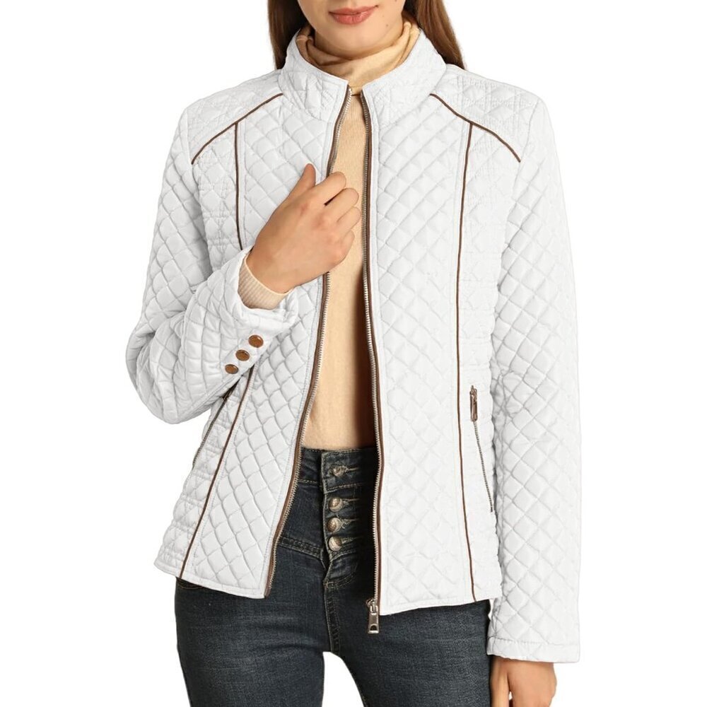 ❤️Bellivera Women's Stand Collar  Lightweight Quilted Puffer The Padded Zip Coat